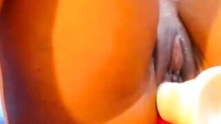 Dark stepmom masturbate and squirt whilst agasm her cool cameltoe cum-hole Infront her spouse