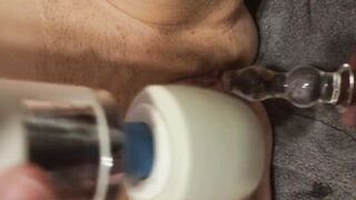 fisting my wife and fucking her with toys, until she squirts. dp her with toys - 2 image