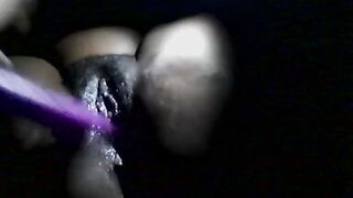 Playing with a Ebony Haitians pussy with toys until she cums