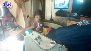 Thot in Texas - Hood Gangsta Bitch Smokes and Squirts After Being Gangbanged By - 1 image