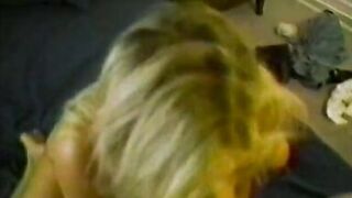 Fair-haired housewife with big knockers is not against to capitalise on a situation when her husband has gone to trip