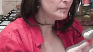 Beautiful Milf in kitchen eats sweet fruits masturbates wet pussy gets strong orgasm cunt. Squirt - 12 image