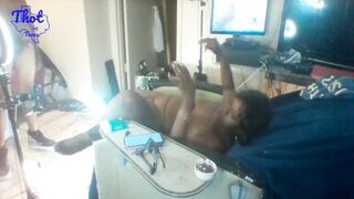 Thot in Texas - Hood Gangsta Bitch Smokes and Squirts After Being Gangbanged By Two Dicks. - 15 image