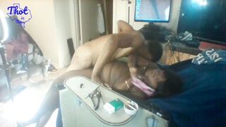 Thot in Texas - Hood Gangsta Bitch Smokes and Squirts After Being Gangbanged By Two Dicks. - 6 image