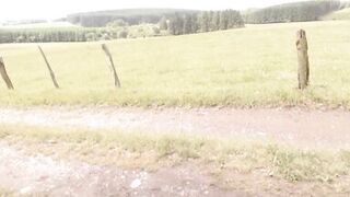 getting naked outside in public and masturbating with 2 dildo's - 4 image