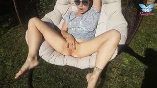 Horny milf masturbates and squirts in the chair - 10 image