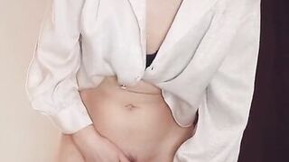 Horny the teacher fucks herself with a pink dildo while standing and cums - 4 image