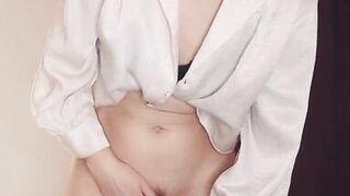 Horny teacher fucks herself with a dildo while standing - 4 image