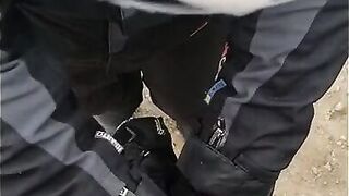Milf flashing tits outdoor and do a hand job on hers hubby. - 10 image