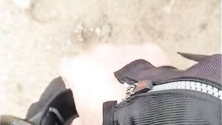 Milf flashing tits outdoor and do a hand job on hers hubby. - 6 image