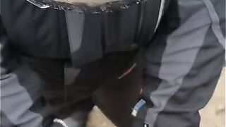 Milf flashing tits outdoor and do a hand job on hers hubby. - 9 image