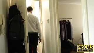 Tied up sub throat fucked