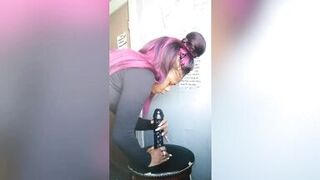 Ebony Babe Roxxy Boomerang Takes A Break from Work to Fuck herself