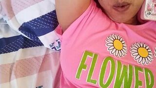 WIFE !! She puts her fingers in her vagina and gets creamy milk while waiting for her cheating husband to fuck her - 1 image