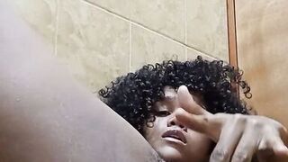 Beautiful big ass ebony shows you her ass and rubs her delicious pussy for you - 14 image