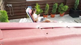 Caught My Stepmom Masturbating and Squirting on Terrace