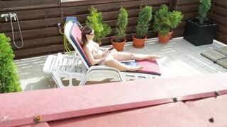 Caught My Stepmom Masturbating and Squirting on Terrace