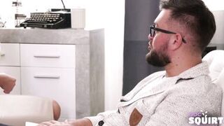 Hazel Dew & Sam Frost squirt while getting drilled by hung stud in a wild massage - 1 image