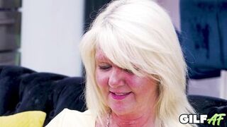British MILF Lady Lesley dominates stepson's huge cock with her expert pussy licking skills! - 1 image