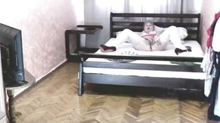 Konstanzia, the blonde MILF, squirts in her bedroom solo while getting her natural tits and ass drilled up close - 7 image